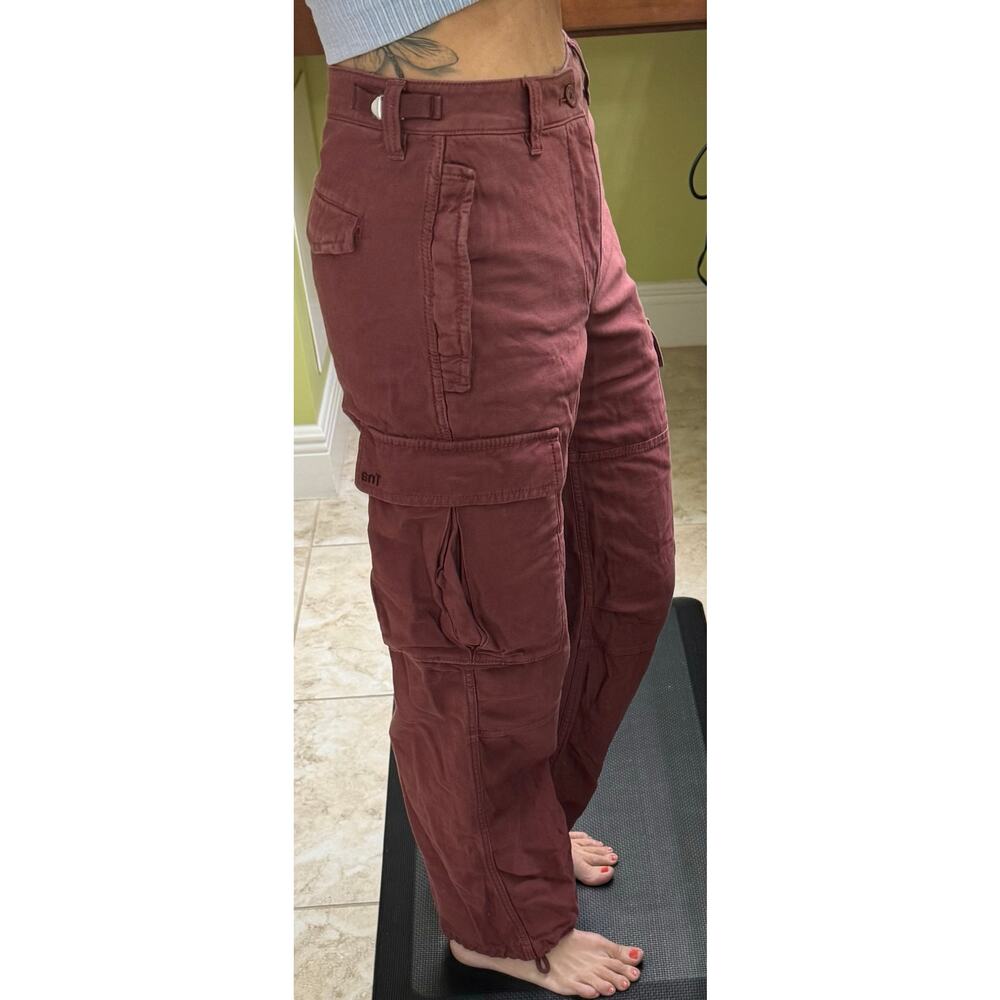 Artiza TNA cargo size 4 burgundy pants high rise ankle joggers cotton maroon - Picture 2 of 9